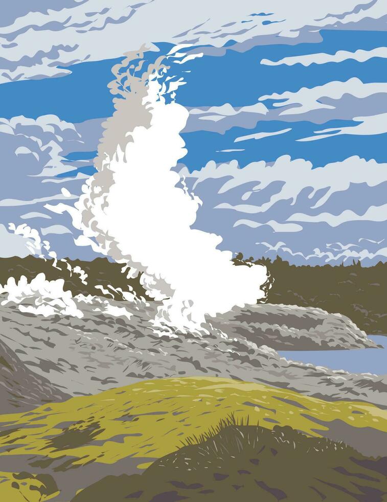 pohutu geyser dans whakarewarewa thermique réserve Rotorua Nouveau zélande wpa affiche art vecteur