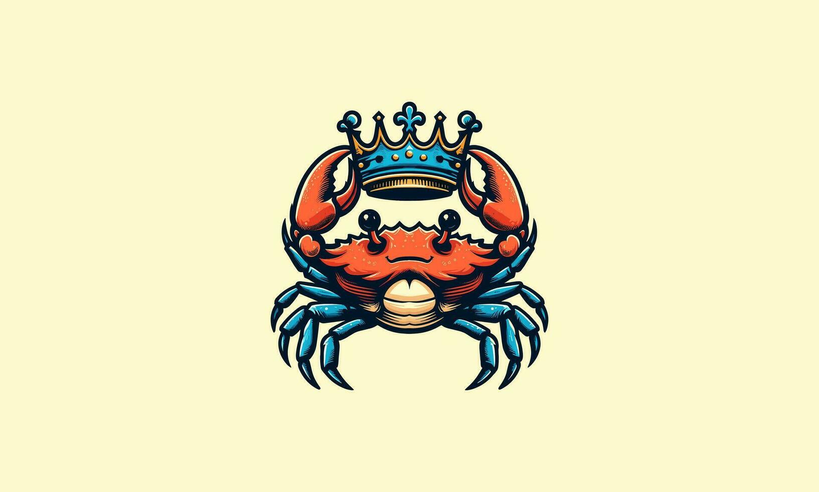 Crabe portant couronne vecteur illustration mascotte conception