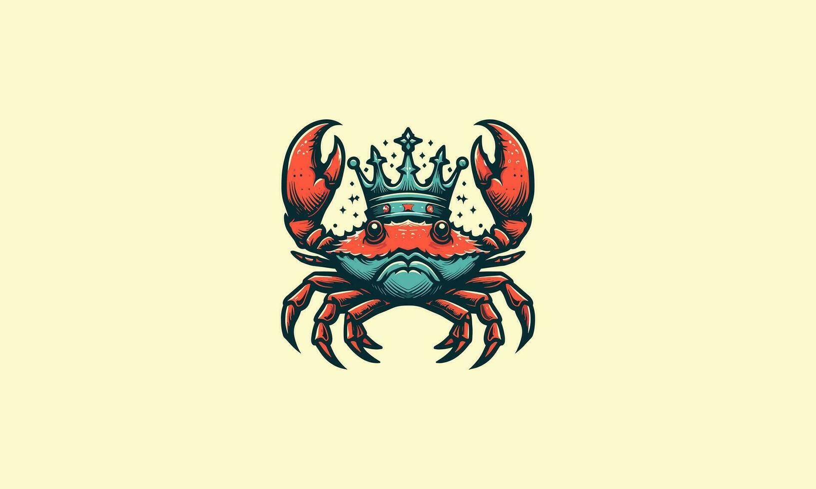 Crabe portant couronne vecteur illustration mascotte conception