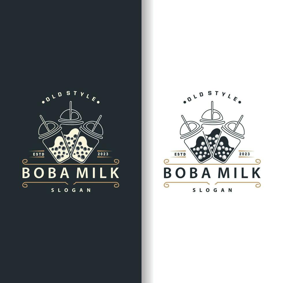 boba boisson logo, Lait thé mignonne boba perle gelée boisson bulle vecteur Facile minimaliste conception