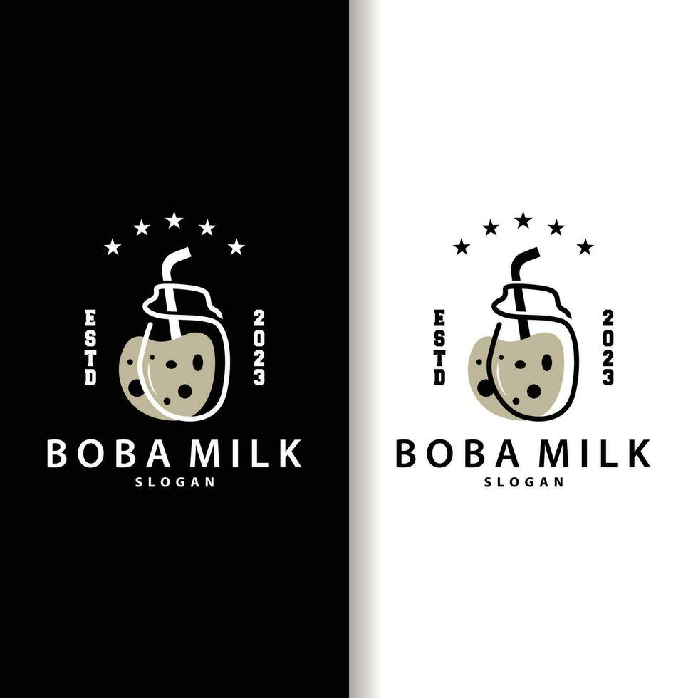 boba boisson logo, Lait thé mignonne boba perle gelée boisson bulle vecteur Facile minimaliste conception