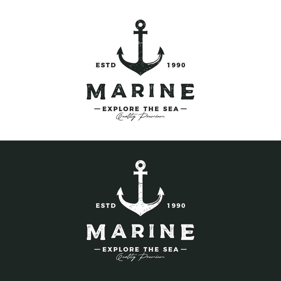 ancien rétro ancre logo design.logo pour entreprise, étiqueter, badge, nautique, expédition. vecteur