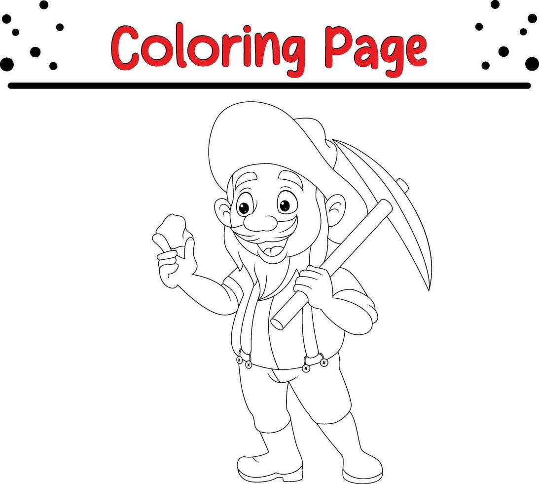 prospecteur en portant or pépite pioche coloration page vecteur