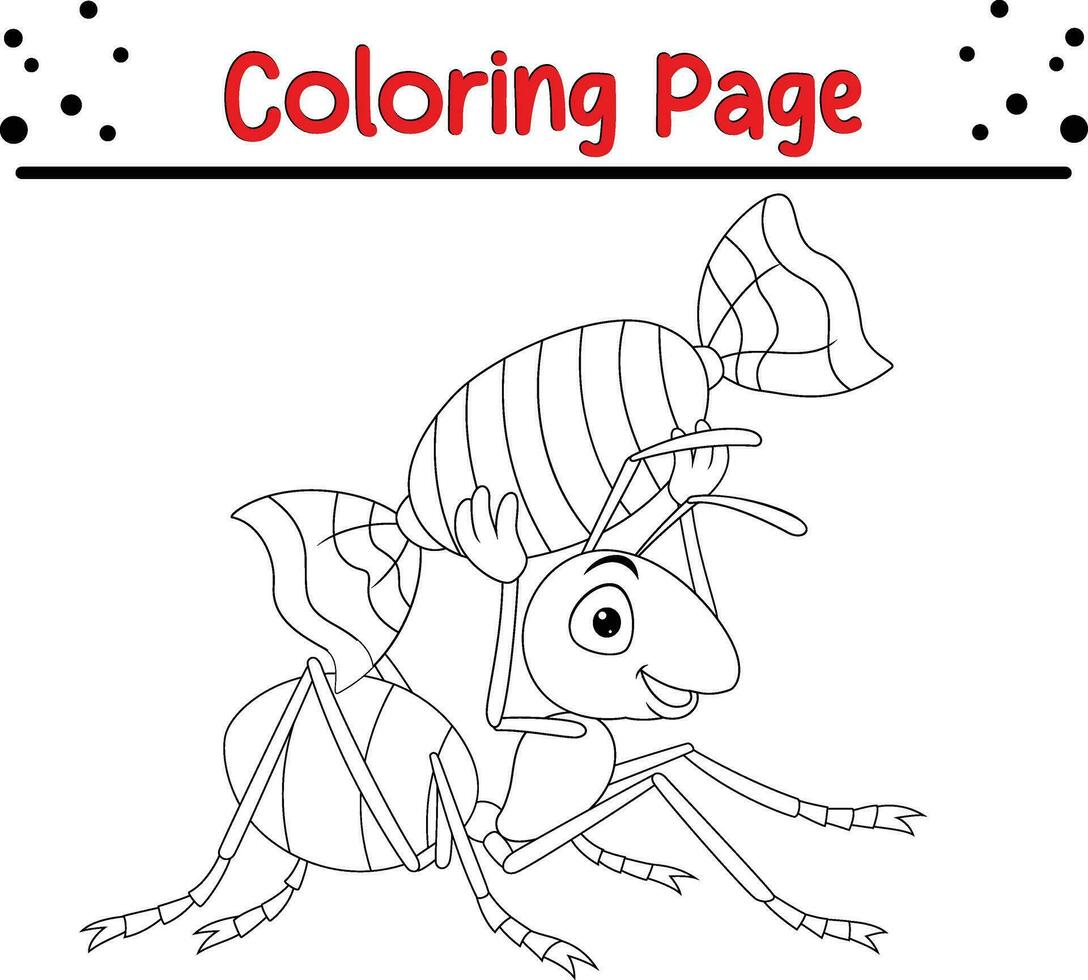 marrant fourmi porter bonbons coloration page vecteur