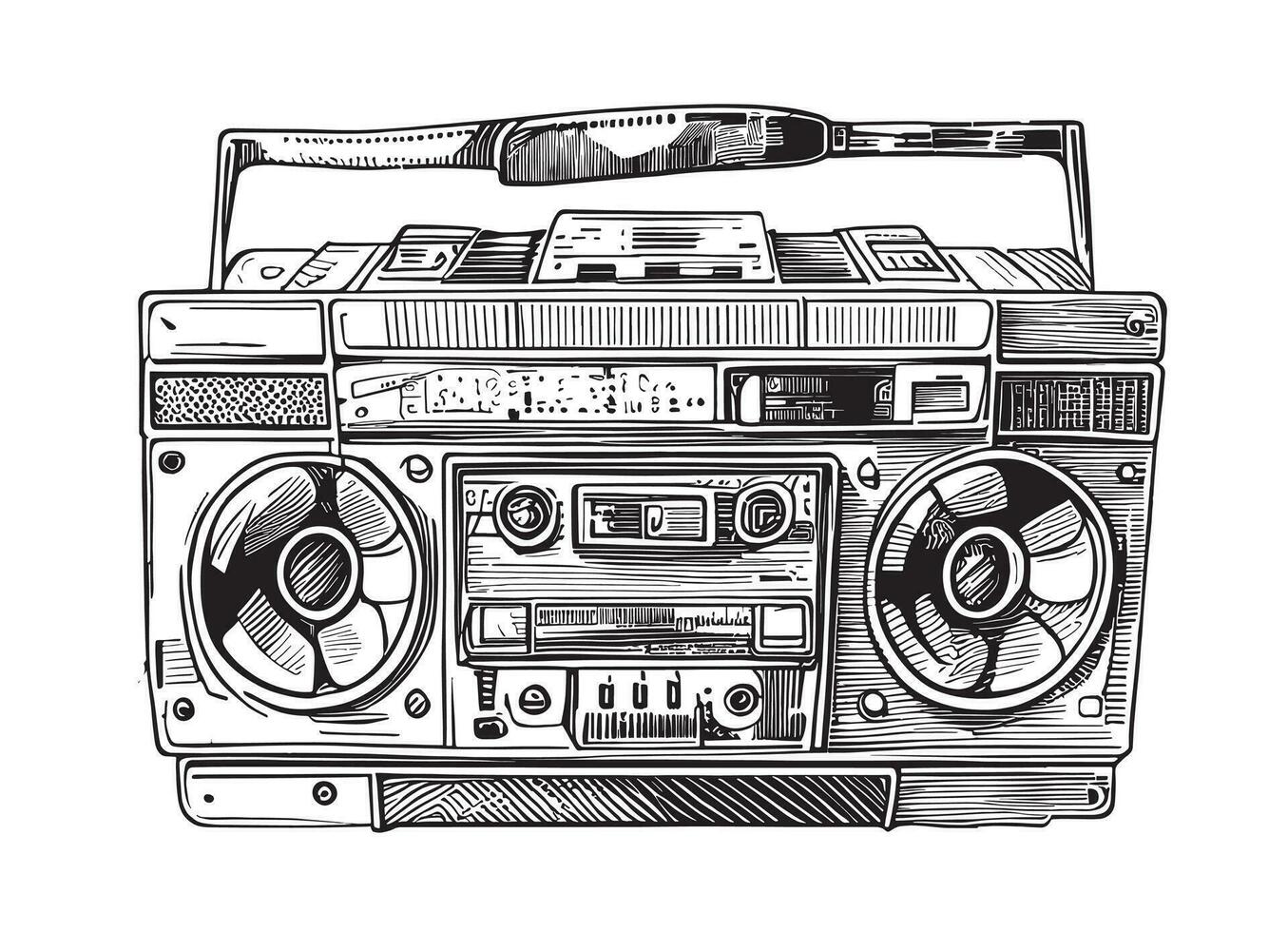 cassette ruban enregistreur rétro esquisser main tiré la musique vecteur illustration