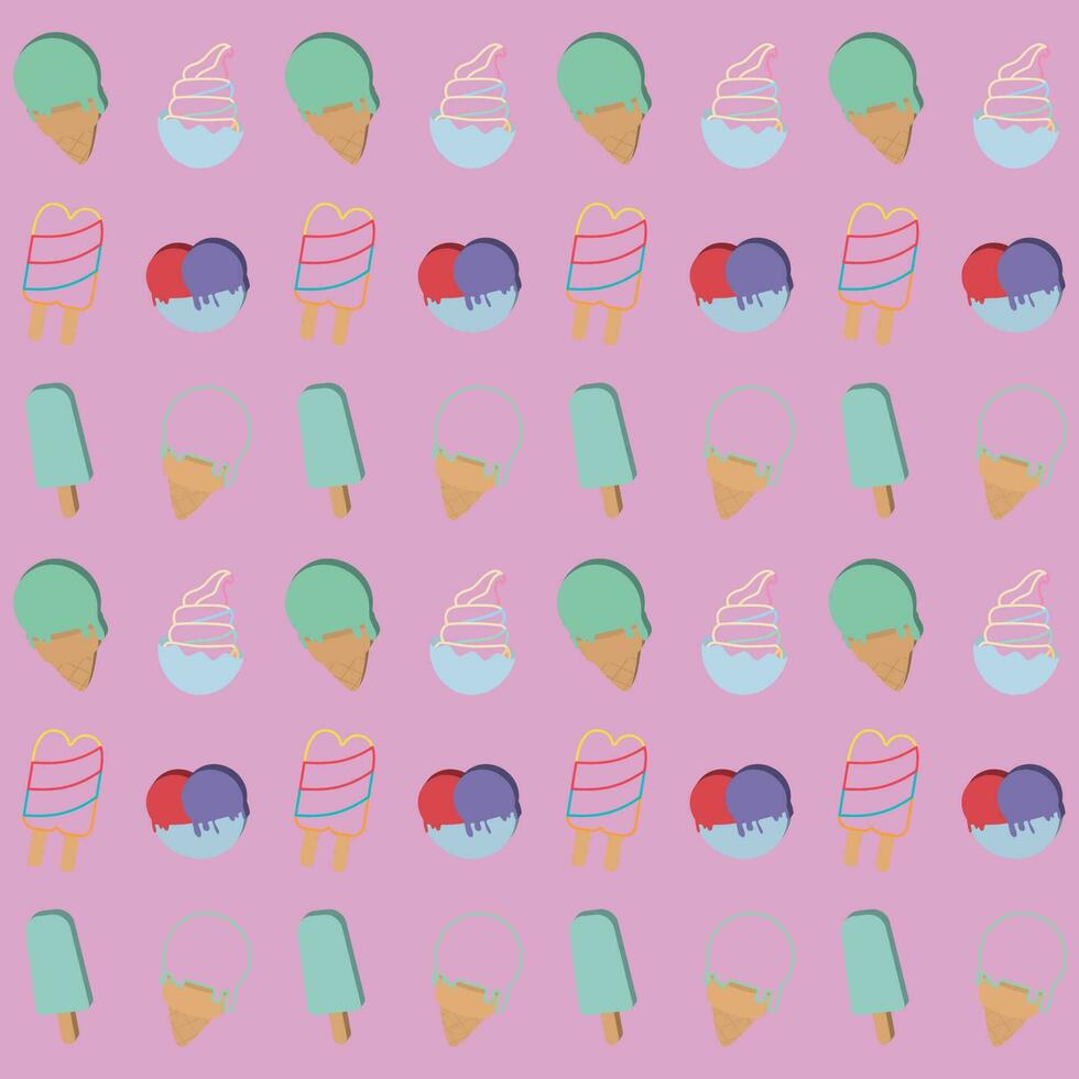 coloré modèle Contexte avec la glace crème Icônes vecteur illustration