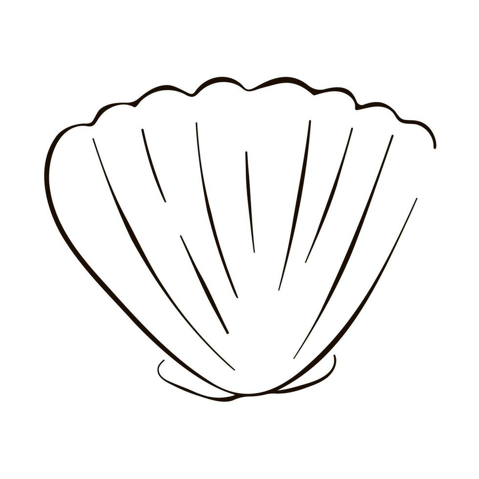 coquille sous-marin coquillage dans ligne art style. été conception pour logo, icône, chemise, des produits. vecteur illustration isolé sur une blanc Contexte.