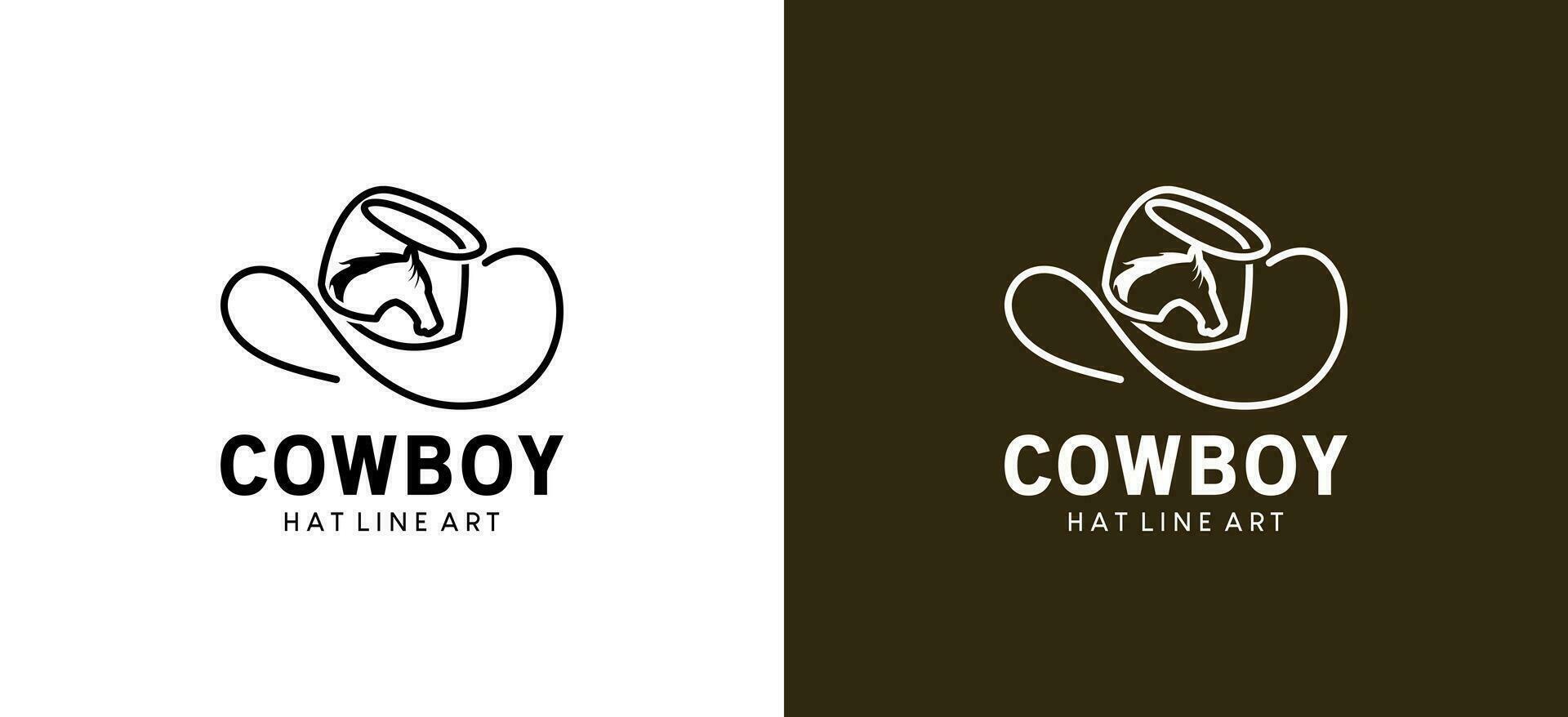 feutre cow-boy chapeau logo conception avec Créatif ligne art vecteur