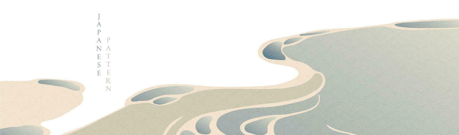 Japonais Contexte avec ligne vague modèle vecteur. abstrait art modèle avec courbe modèle. océan mer bannière conception dans Oriental style. vecteur
