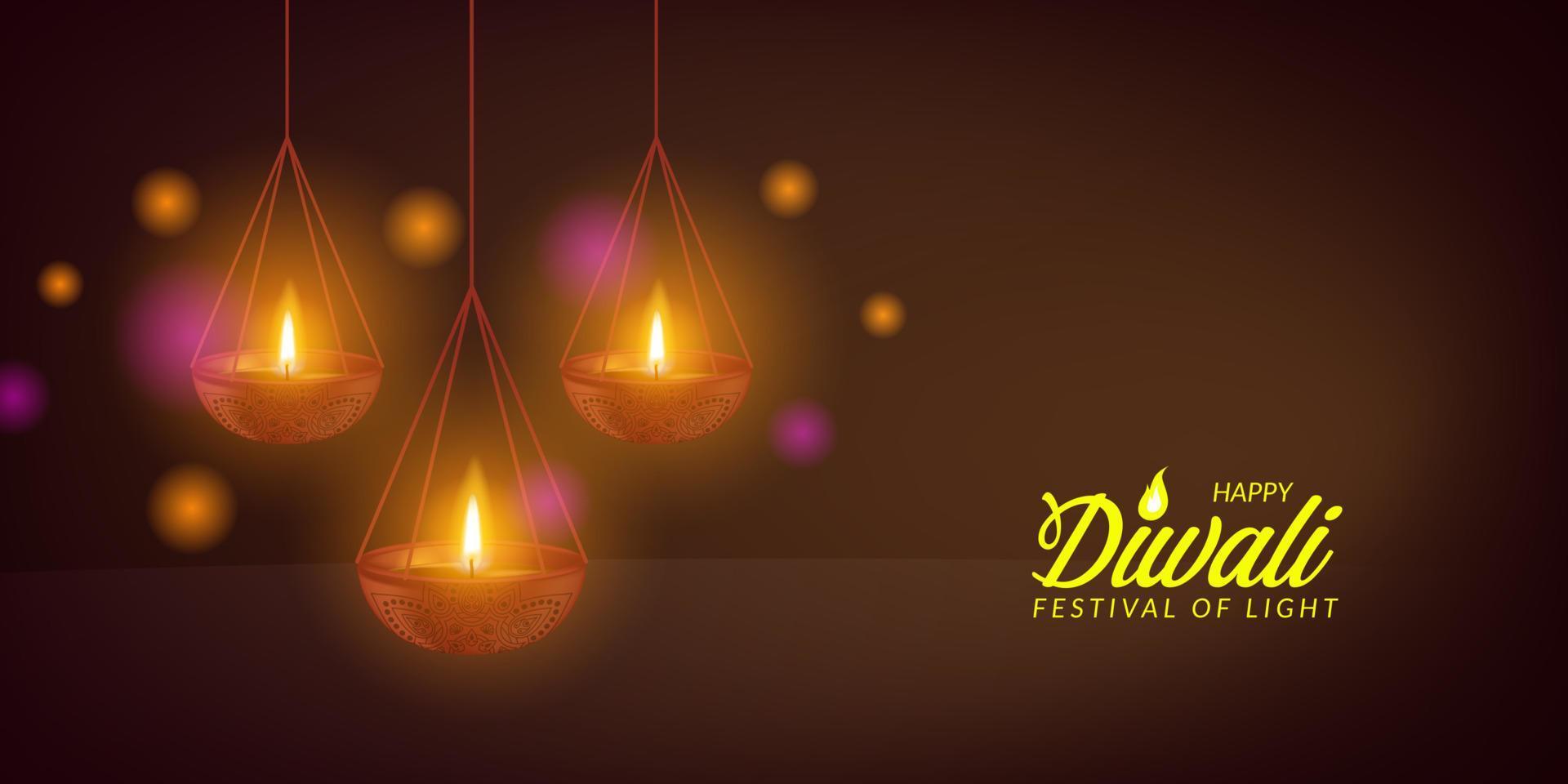 diwali festival of light rangoli mandala affiche bannière carte de voeux vecteur
