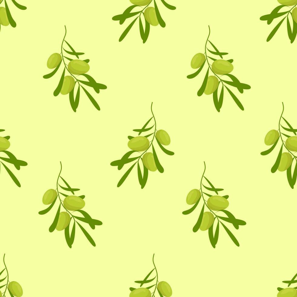 olive sans couture modèle. décoratif olive branche. branches avec vert Olives sur blanc Contexte. pour Étiquettes, emballage ou tissu. vecteur