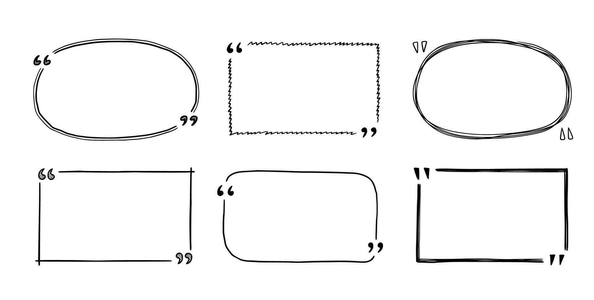 citation boîte esquisser, texte Cadre ensemble vecteur