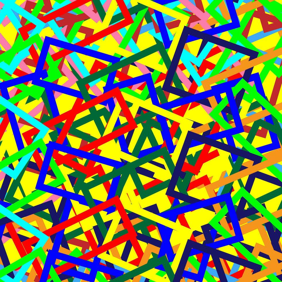 brillant vecteur abstrait Contexte dans le forme de multicolore quadrilatères sur une Jaune Contexte