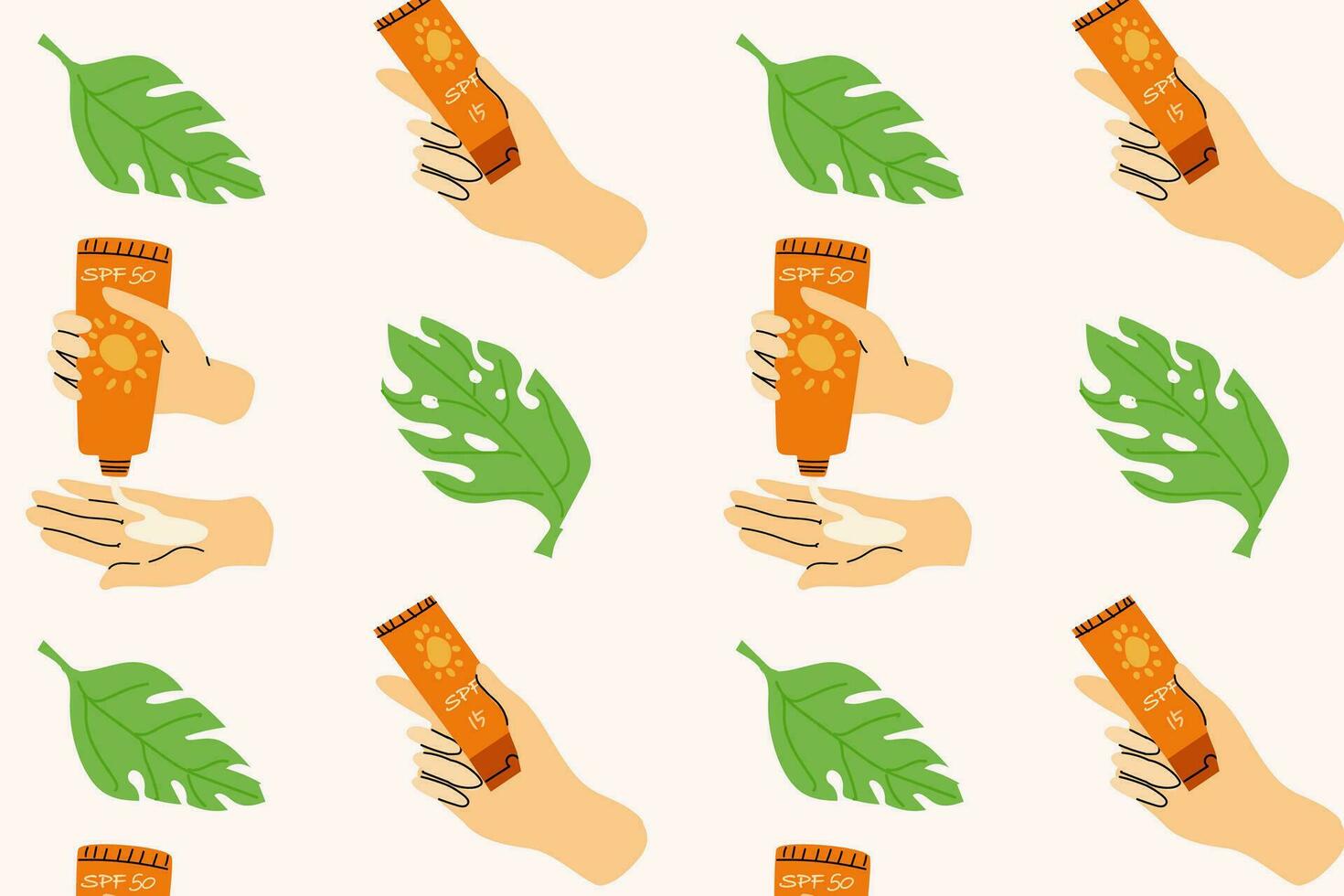 sans couture modèle de cosmétique des produits et monstera feuille pour peau dans plat style. vecteur illustration isolé. pouvez utilisation pour emballage papier, textile, affiches.