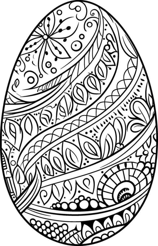 Pâques Oeuf icône avec reflet, Facile Pâques Oeuf traditionnel avec ondulé ligne motifs symbole vecteur signe, plat noir silhouette sur blanc Contexte. ai généré illustration.