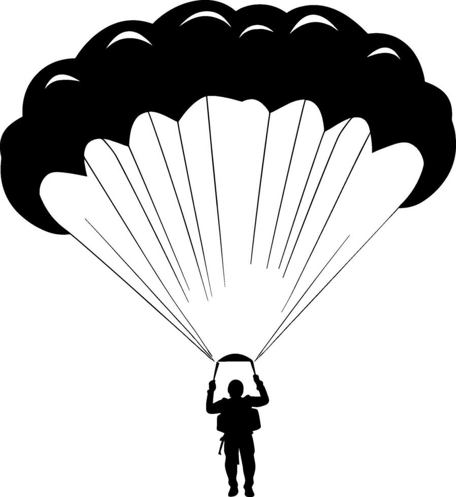 parapente est en volant sur une parachute. renforce une personne. extrême sport. isolé vecteur sur blanc Contexte. ai généré illustration.