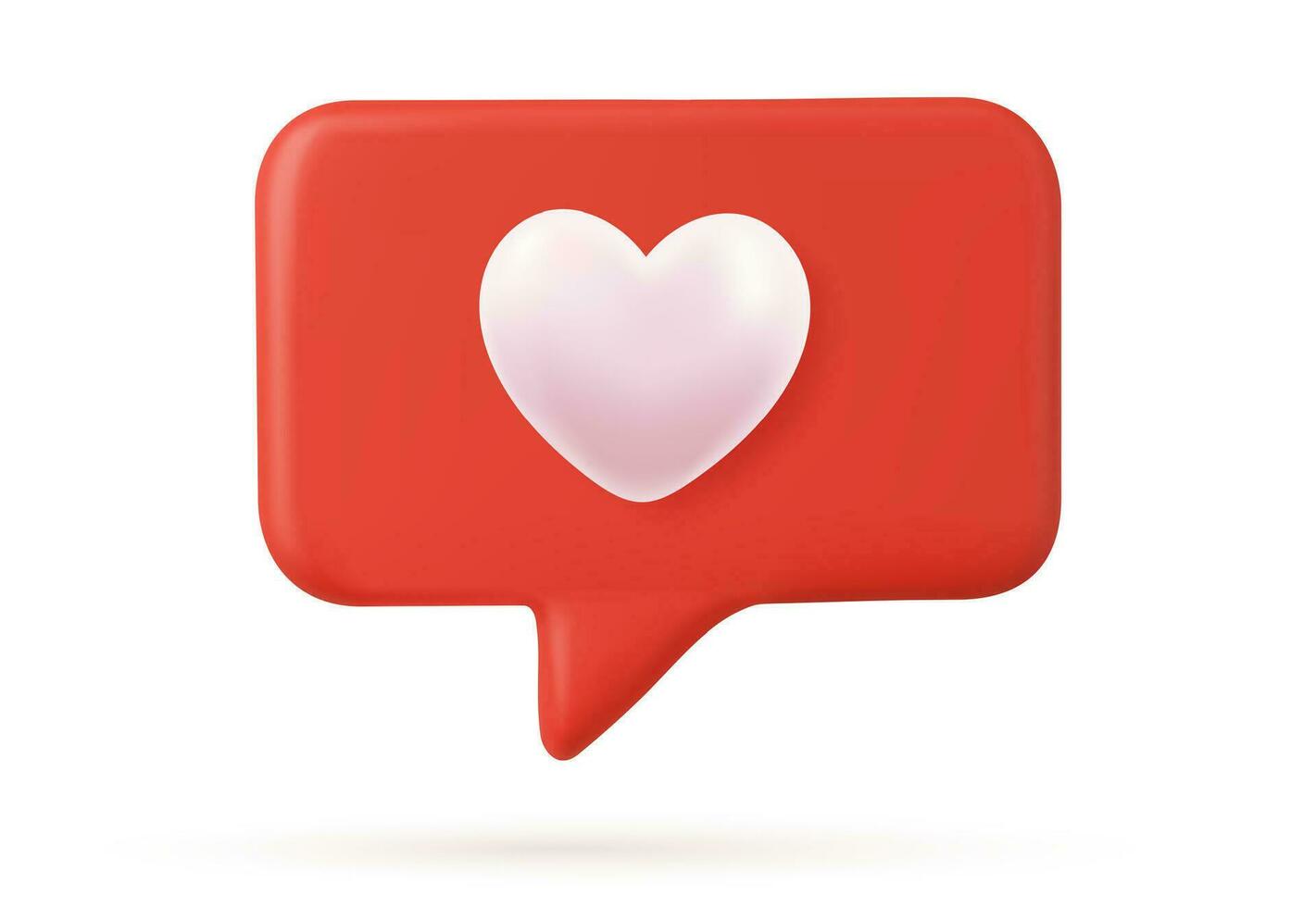 3d social médias notification l'amour comme cœur icône dans rouge arrondi carré épingle isolé sur blanc Contexte avec ombre 3d le rendu. vecteur illustration