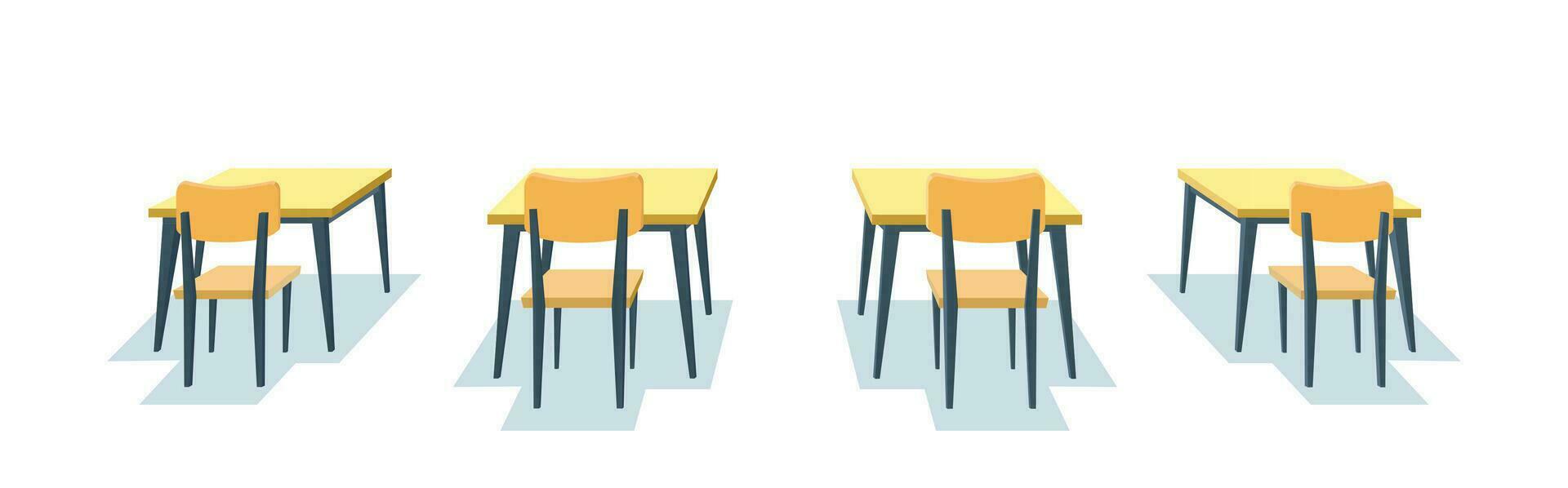 école bureau isolé sur blanc Contexte. en bois bureau table et chaise. vecteur illustration dans une plat style