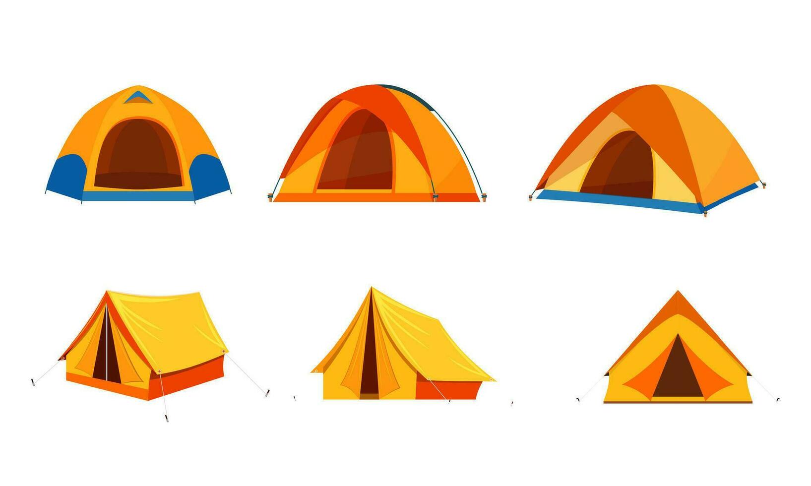 tente camping ensemble dans Extérieur Voyage. touristique tente icône isolé sur blanc Contexte pour la nature tourisme, voyage, aventure. camping concept. vecteur illustration dans plat style