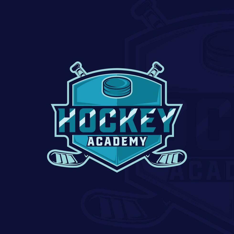 la glace le hockey emblème logo vecteur illustration modèle icône graphique conception. palet et le hockey bâton signe ou symbole avec badge bouclier pour club ou équipe sport