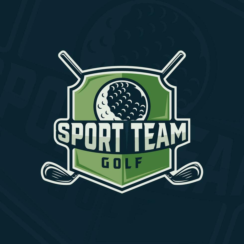 le golf club emblème logo vecteur illustration modèle icône graphique conception. bâton et Balle de sport signe ou symbole pour tournoi ou ligue équipe avec badge bouclier concept