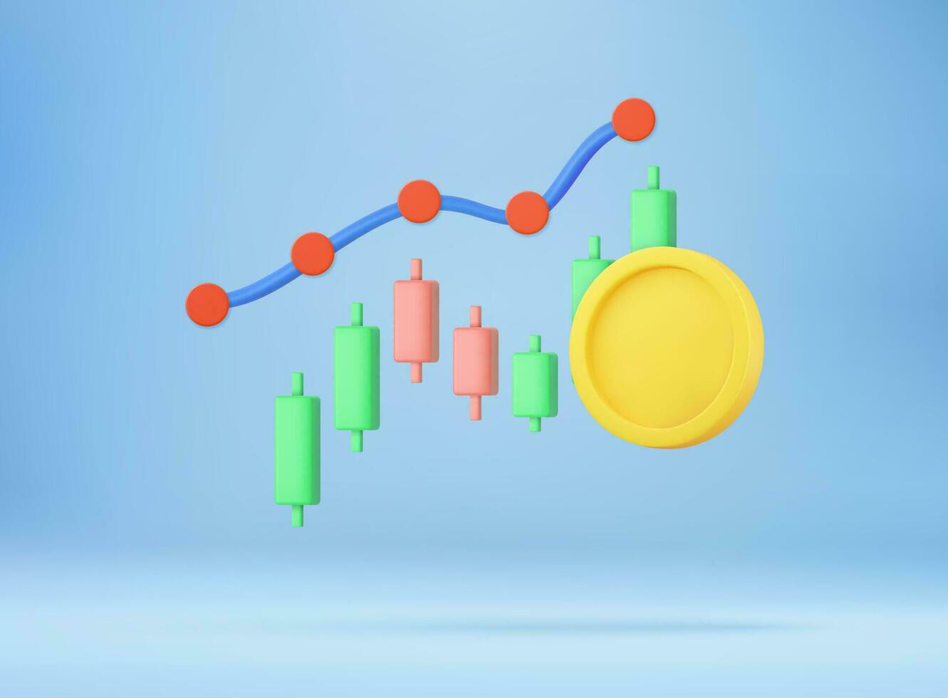 3d argent pièce de monnaie économie et commerce concept. vecteur