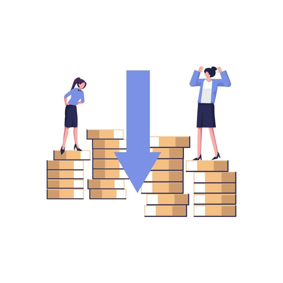 économique ralentissement, profit et perte, affaires et finance, crise plat style illustration vecteur conception