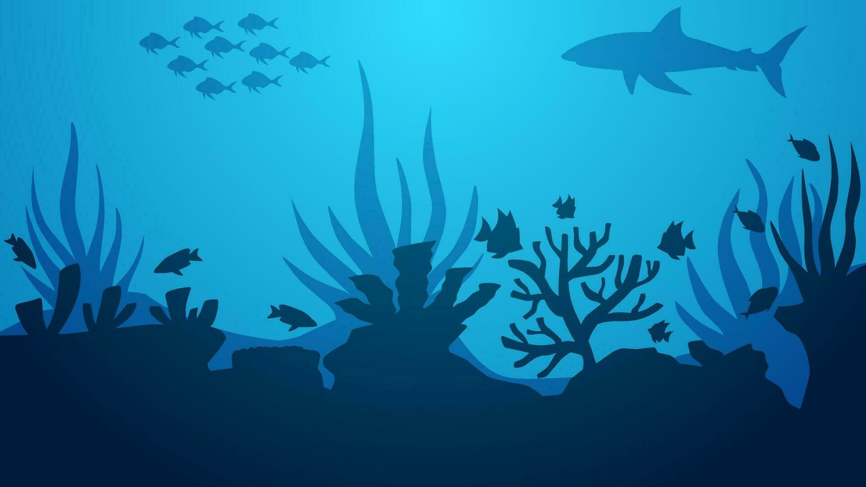 paysage marin vecteur illustration. paysage de la nature dans le bas mer avec poisson et corail récif. mer monde paysage pour illustration, Contexte ou fond d'écran