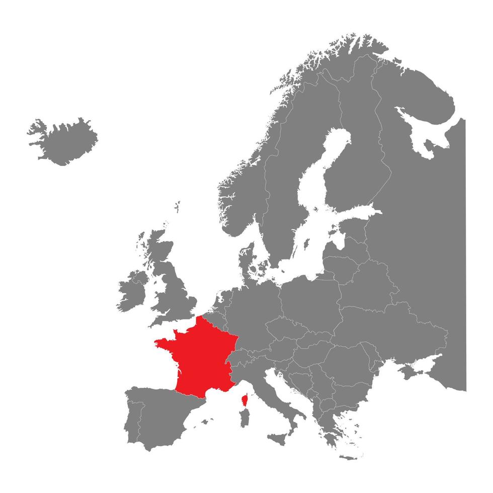 silhouette en niveaux de gris avec carte de l'europe et de la france en rouge vecteur
