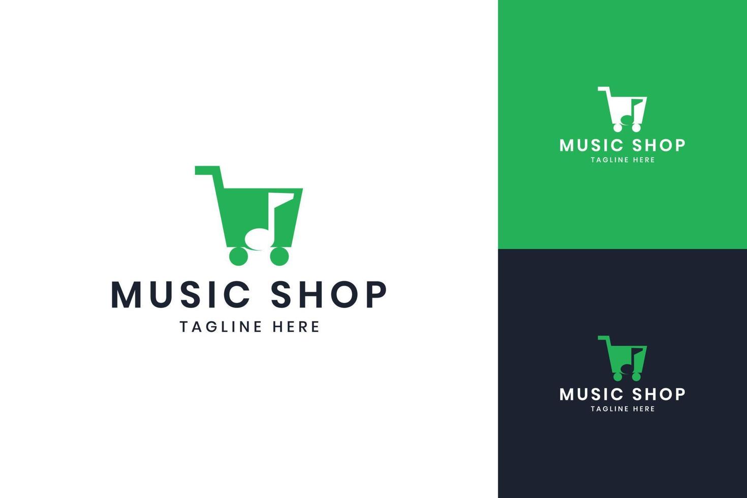 création de logo d'espace négatif de magasin de musique vecteur