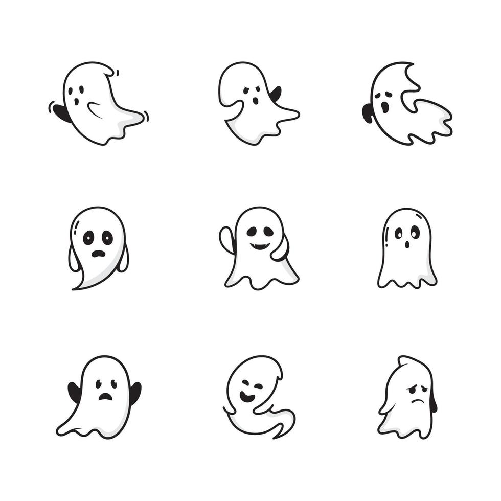illustration de conception d'icône vecteur fantôme mignon