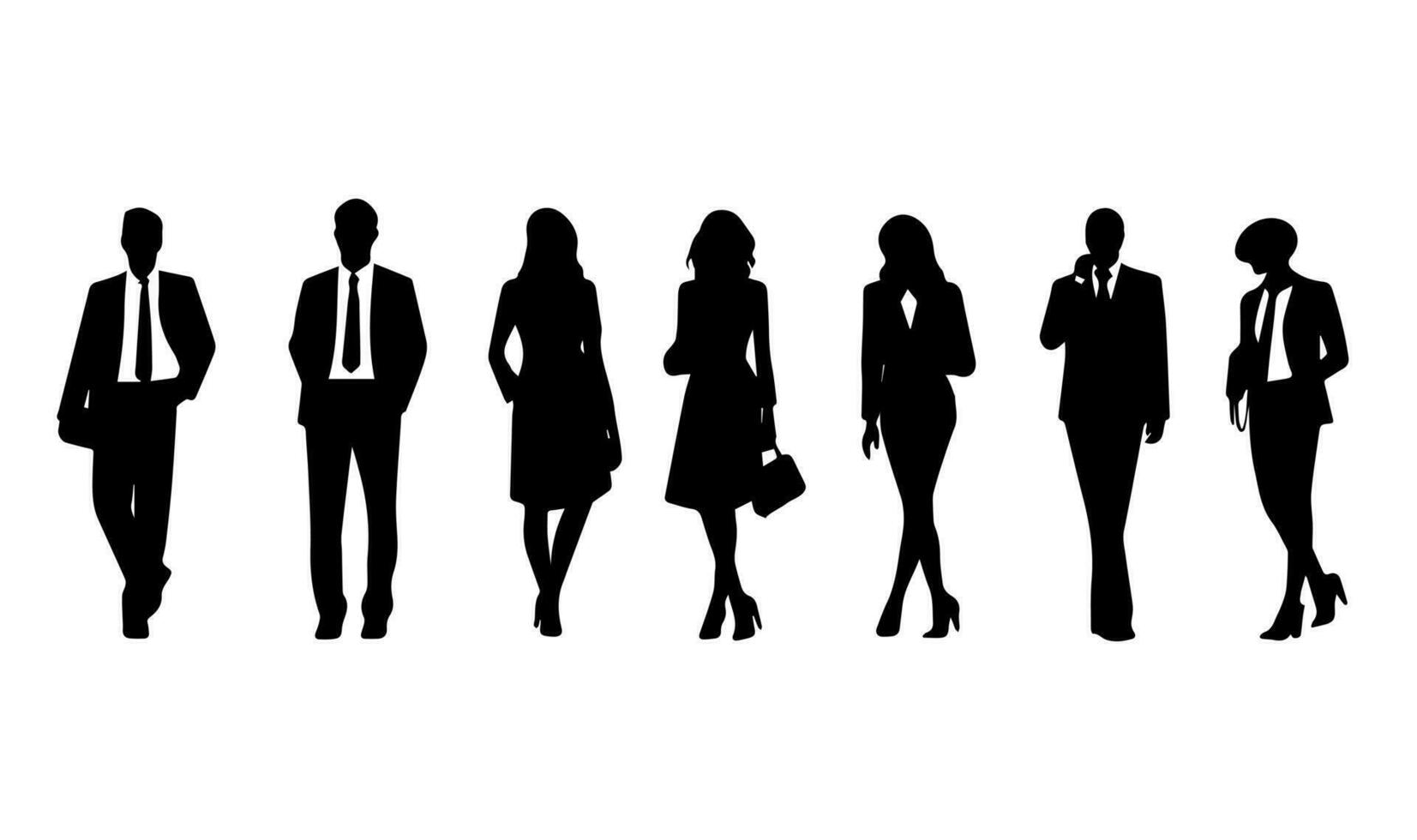 silhouettes de affaires gens dans divers pose. vecteur illustration.