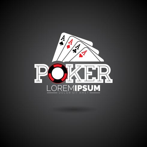 Modèle de conception de logo Vector Poker avec des éléments de jeu.