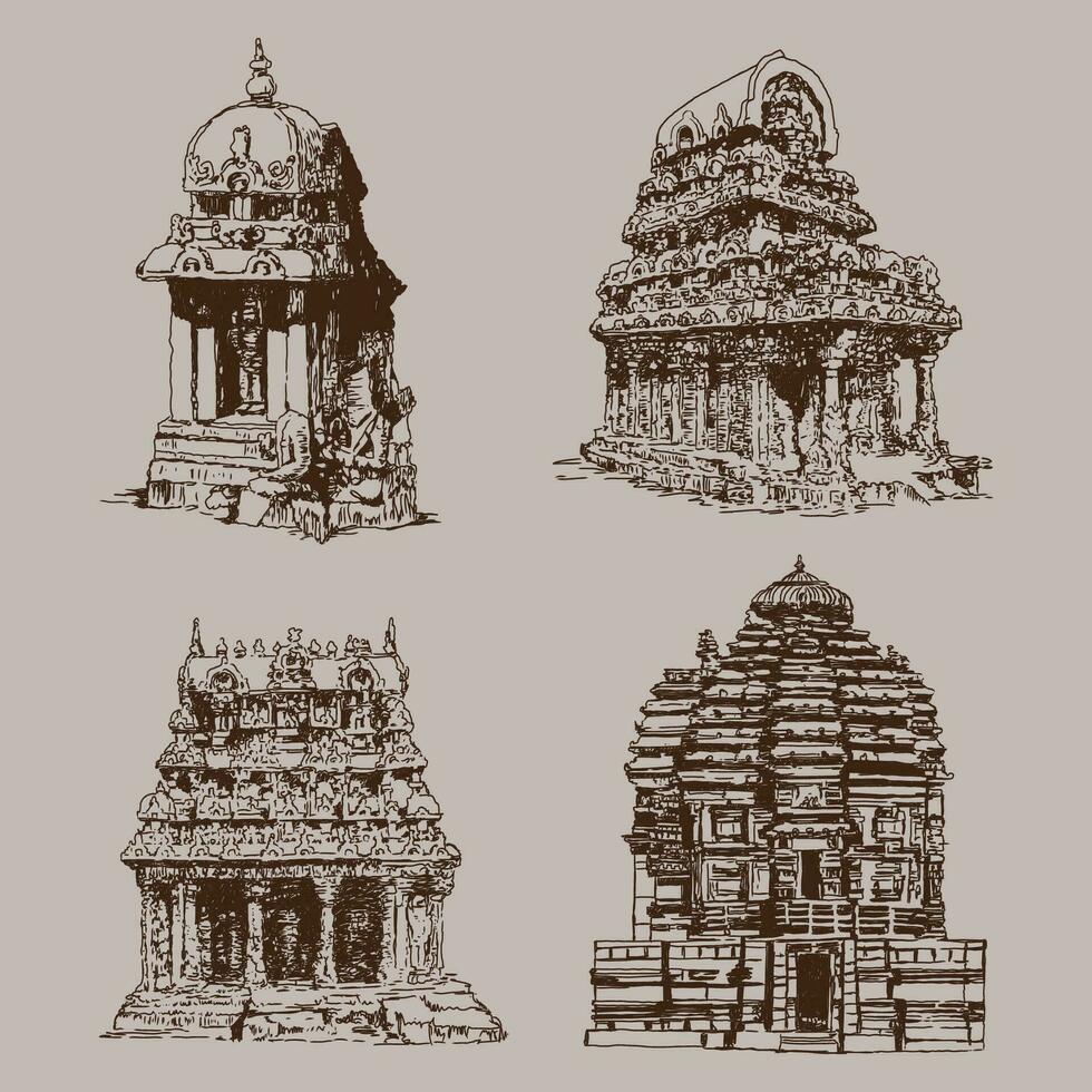 vecteur Indien style temple dessins pour paysages