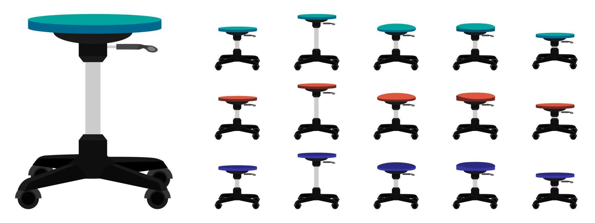 chaise de bureau moderne avec différentes poses, positions et couleurs vecteur