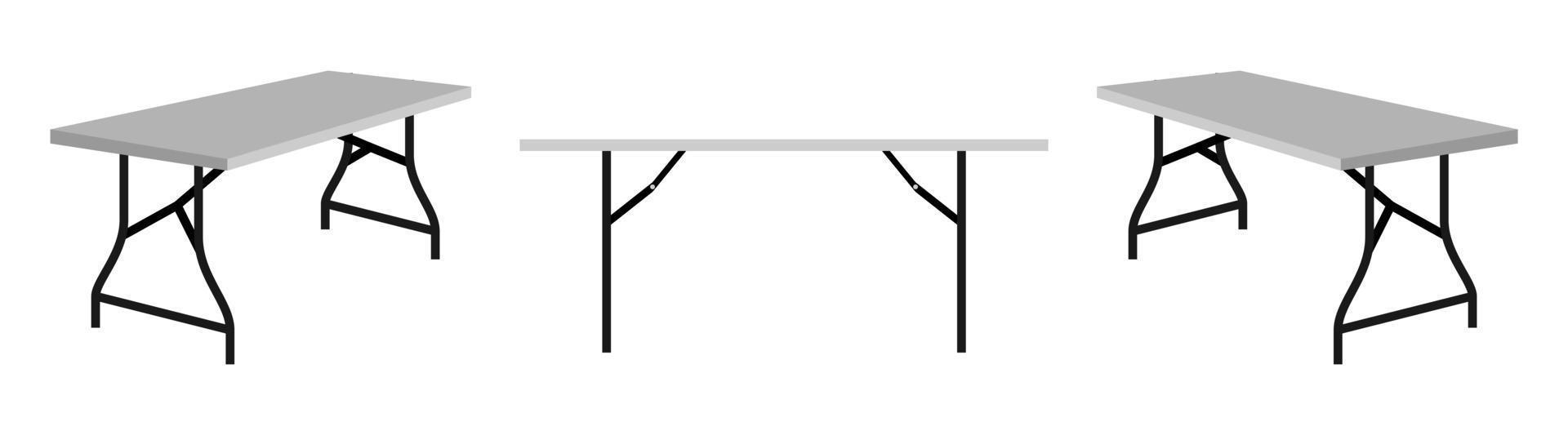 Table pliable moderne mignon beau bureau à domicile pour pigiste isolé sur fond blanc vecteur