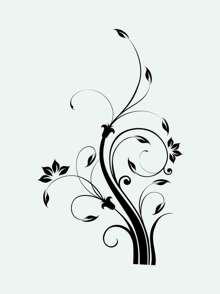 floral conception élément vecteur noir et blanc