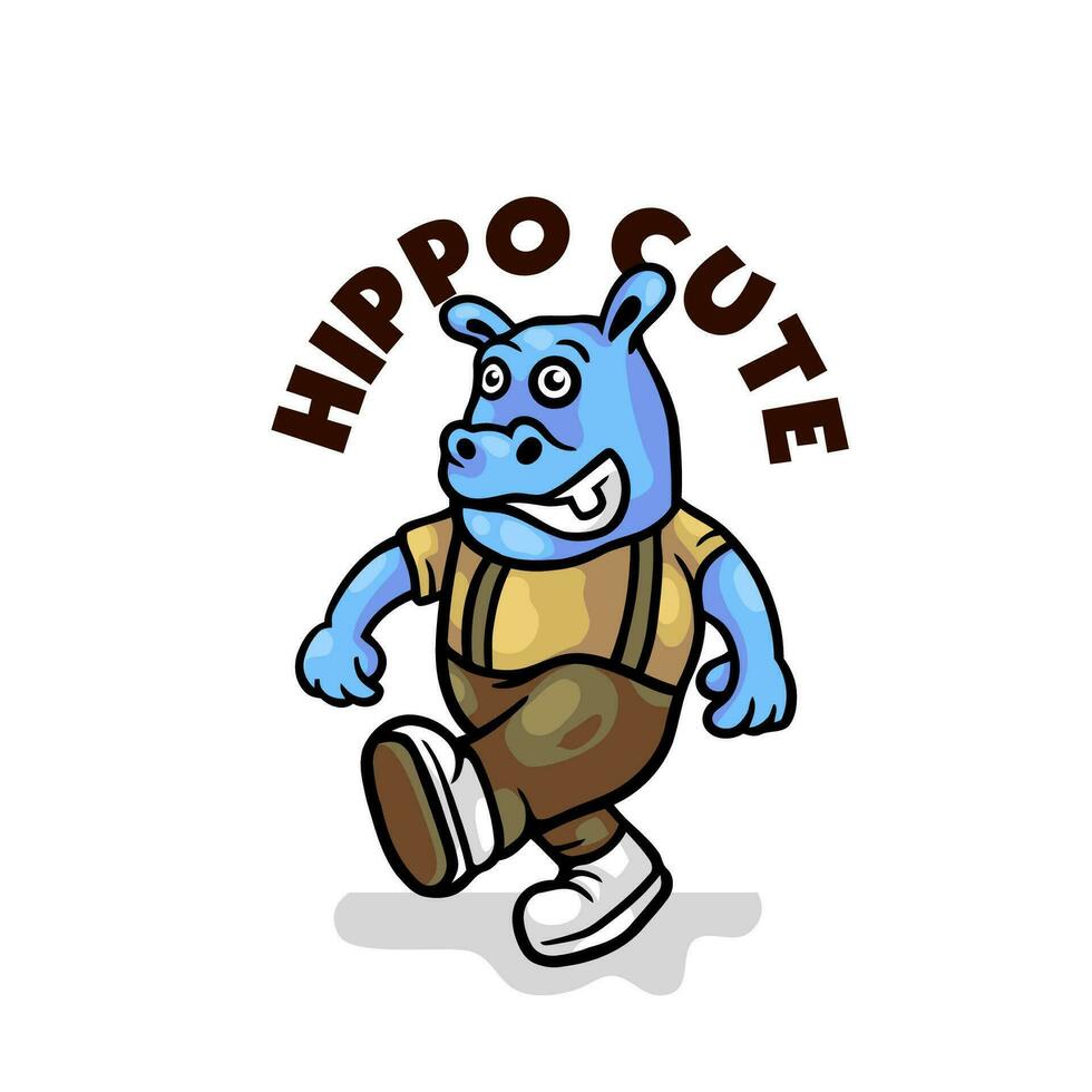 hippopotame rétro mascotte logo conception vecteur