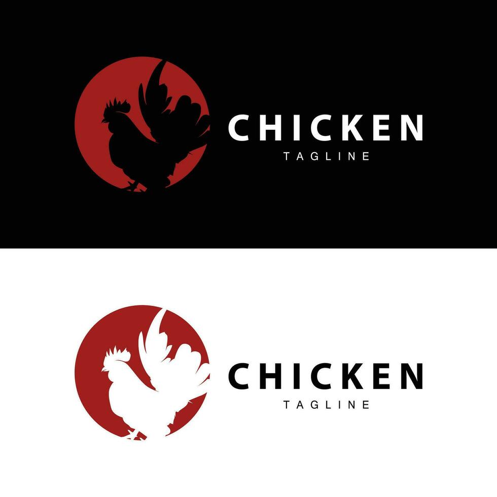 poulet logo ferme animal bétail poulet ferme conception frit poulet restaurant vecteur