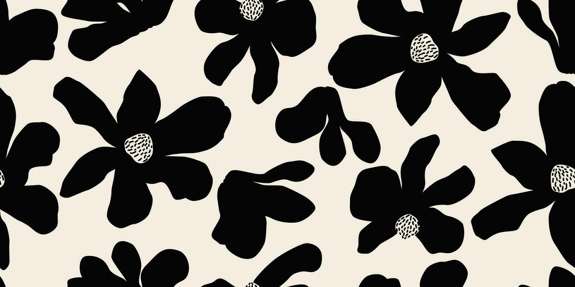 fleur sans couture Contexte. minimaliste abstrait floral modèle. moderne impression dans noir et blanc Contexte. idéal pour textile conception, fond d'écran, couvertures, cartes, invitations et affiches. vecteur