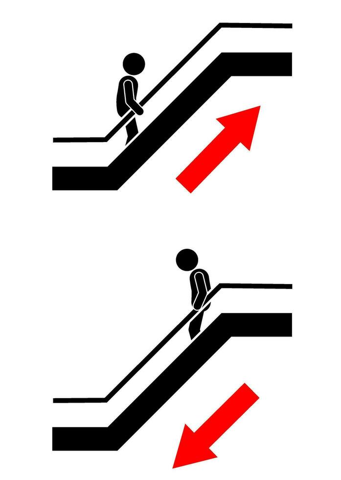 escalier mécanique en haut et vers le bas signe vecteur illustration