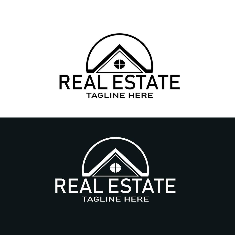 minimal réel biens noir et blanc logement logos. réel biens développement entreprise logotype. vecteur