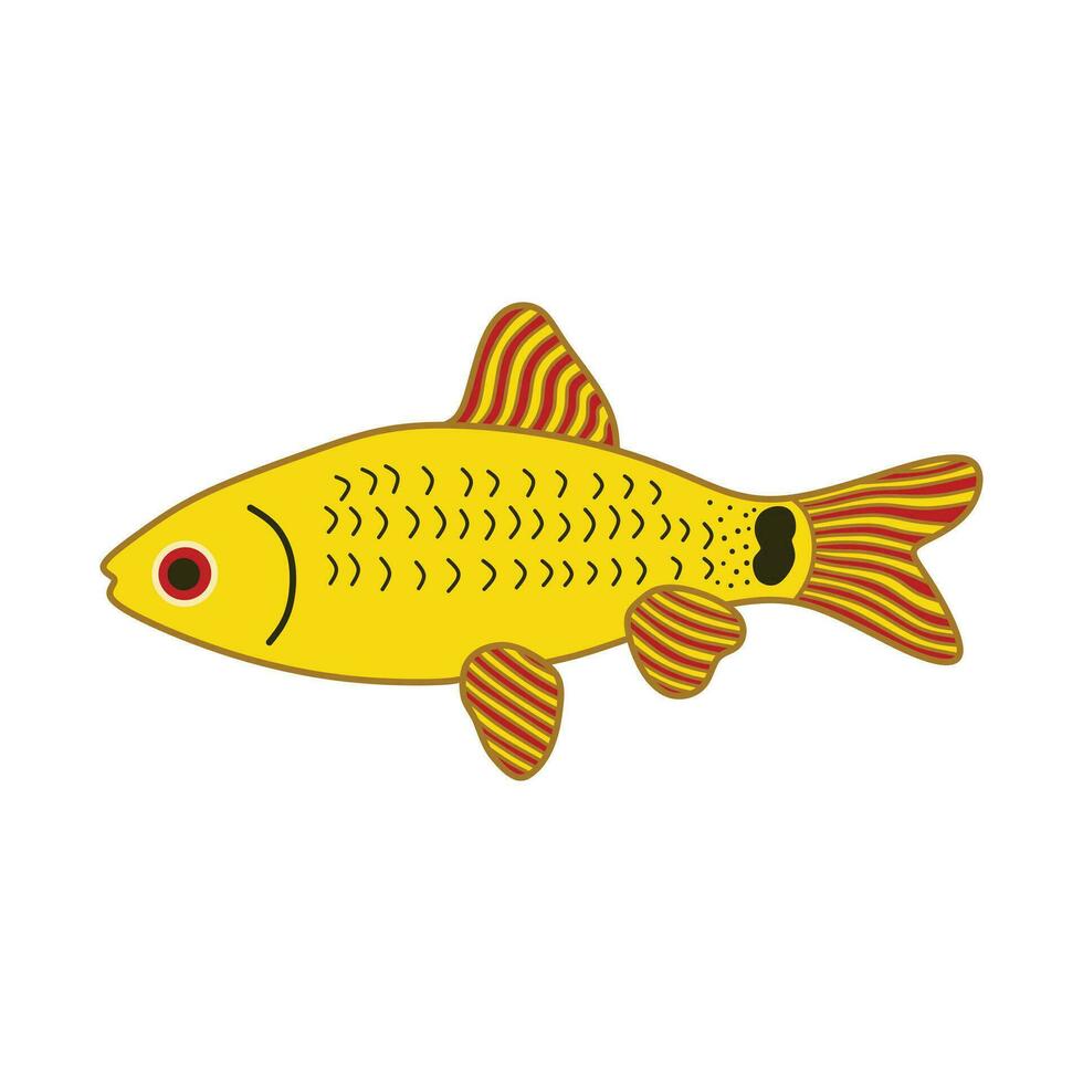 dessin animé vecteur illustration or chinoiser barbillon poisson icône isolé sur blanc Contexte