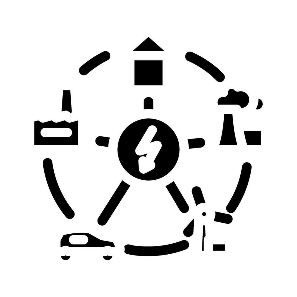 intelligent la grille énergie glyphe icône vecteur illustration