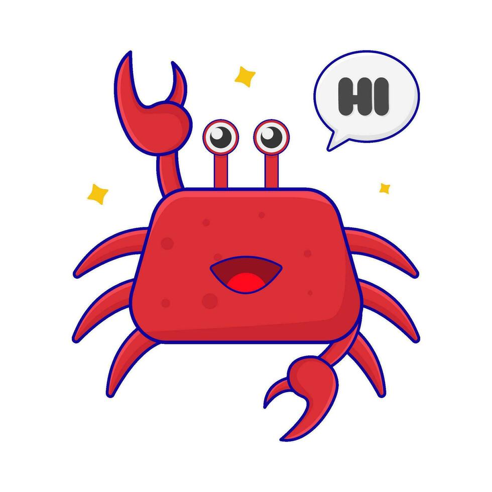 Crabe avec dire salut dans discours bulle illustration vecteur