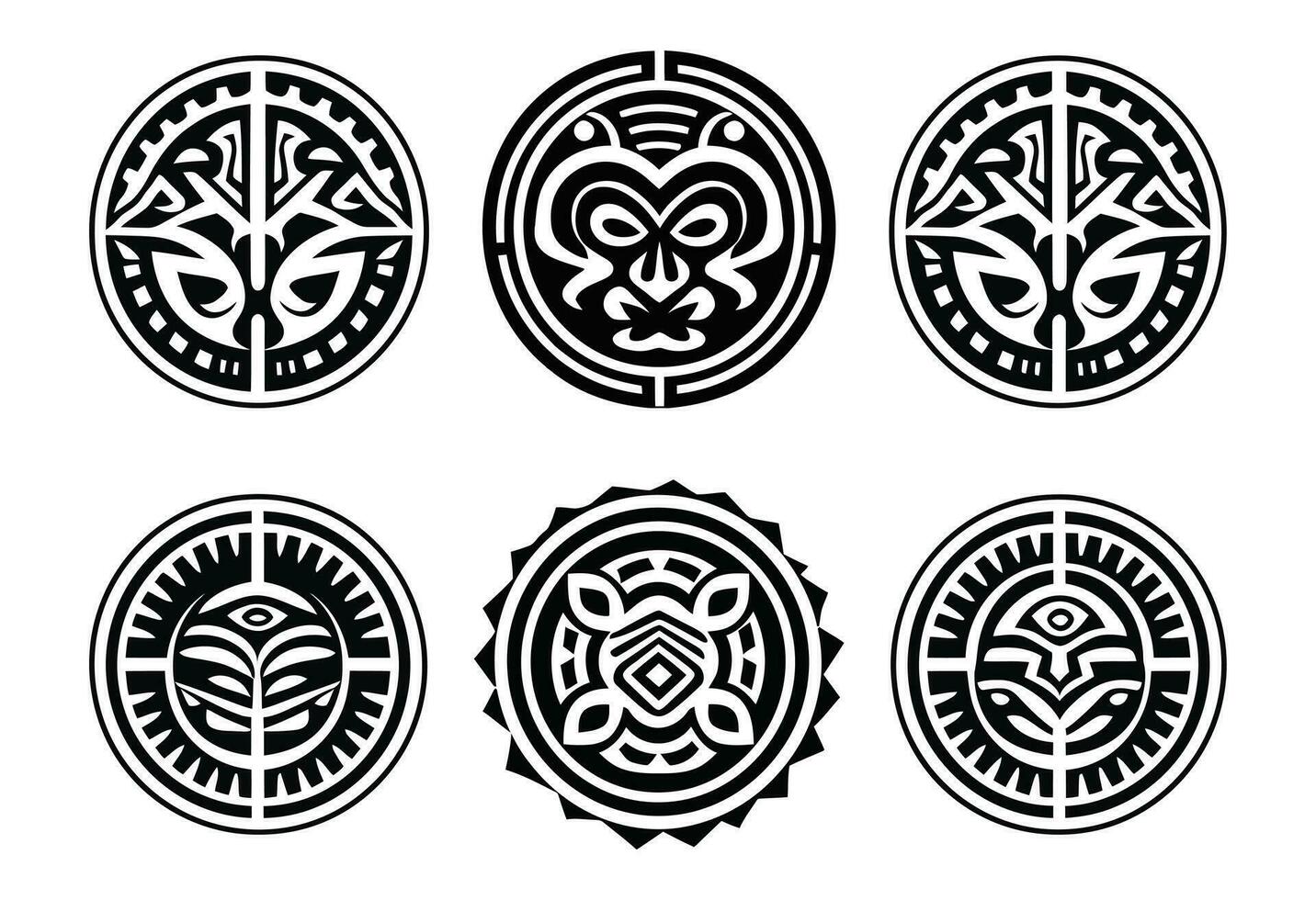 rond maori tatouage ornement africain Maya aztèque ethnique tribal style vecteur