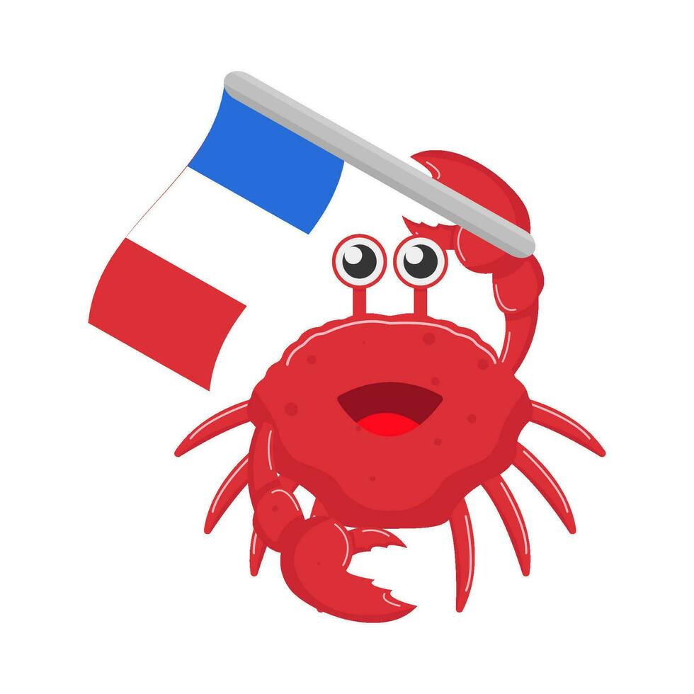 Crabe avec drapeau illustration vecteur