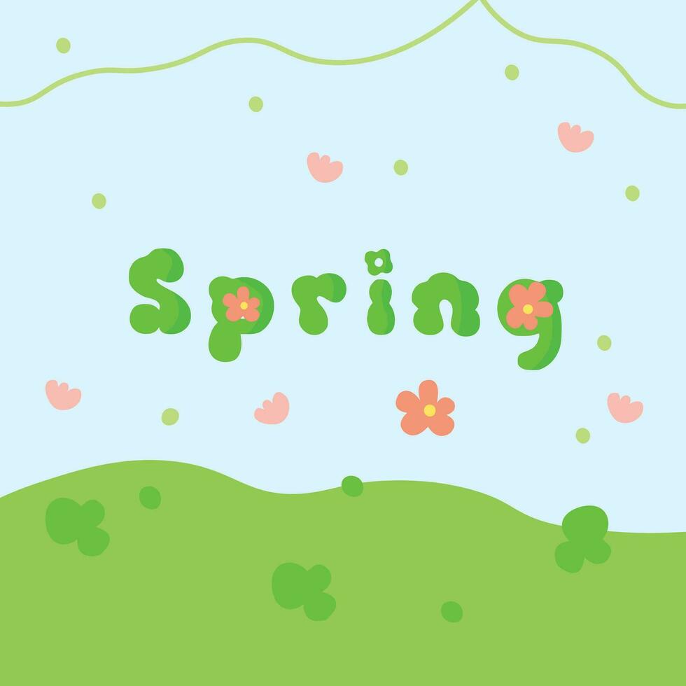 mignonne printemps ambiance illustration paysage. coloré floral vue pour enfant imprimer. vecteur