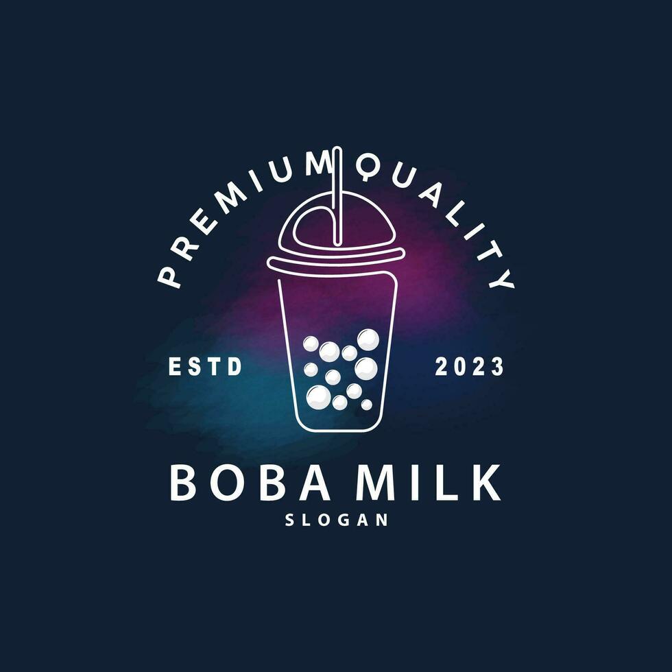 boba boisson logo, Lait thé mignonne boba perle gelée boisson bulle vecteur Facile minimaliste conception