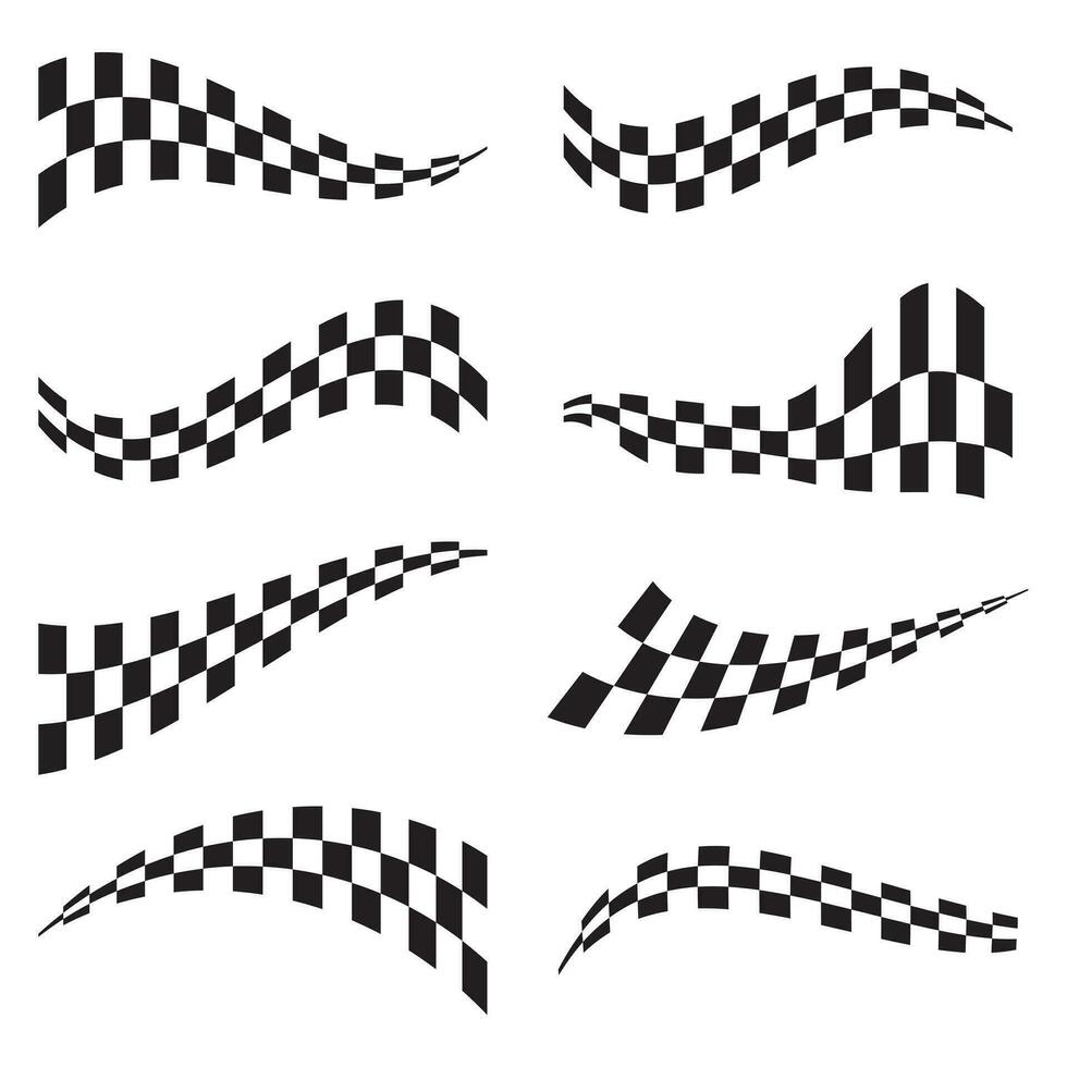 collection de courses style à carreaux drapeaux divers formes vecteur